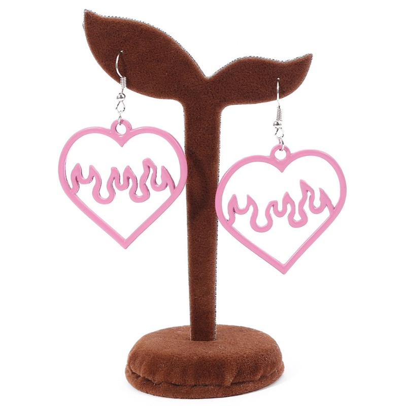 Siy Anting Tusuk Gantung Bahan Akrilik Desain Hati Warna Hitampink Gaya Punk Untuk Wanita