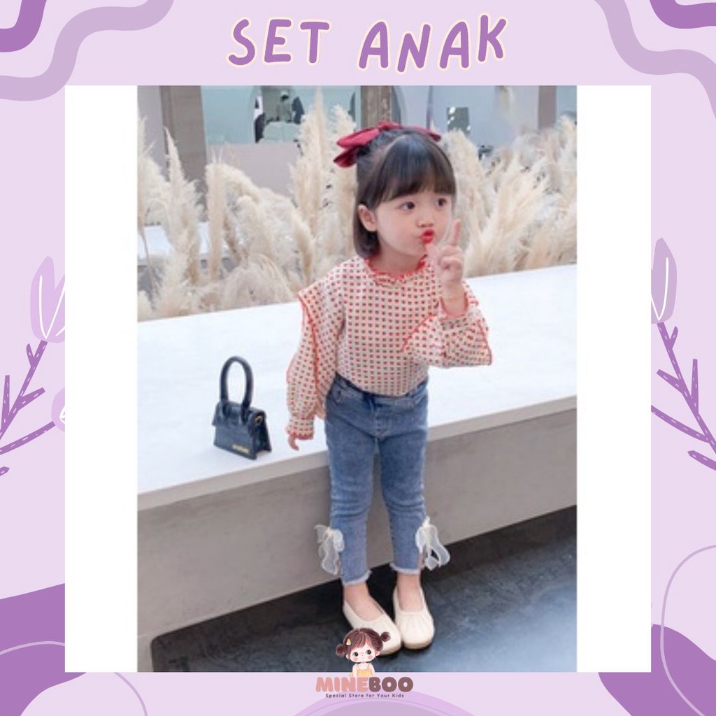 mineboo SET SECRET LOVE EBV Baju Setelan Anak Perempuan Import Berkualitas