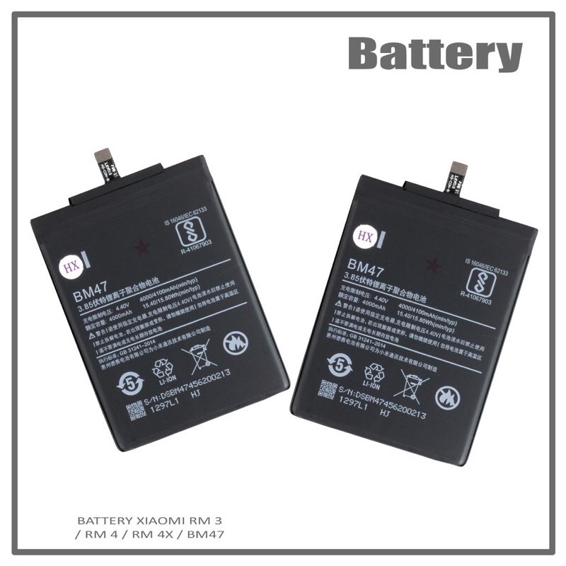 Baterai Xiaomi Redmi 3 / Baterai Xiaomi Redmi 4x / Baterai Xiaomi Redmi BM47 Life Future Super Power