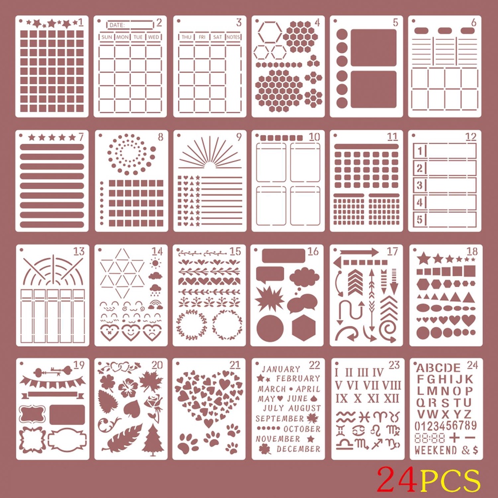 Stensil Jurnal Nanas Untuk Kalender DIY Log Lukisan Template Journal Stencil Set