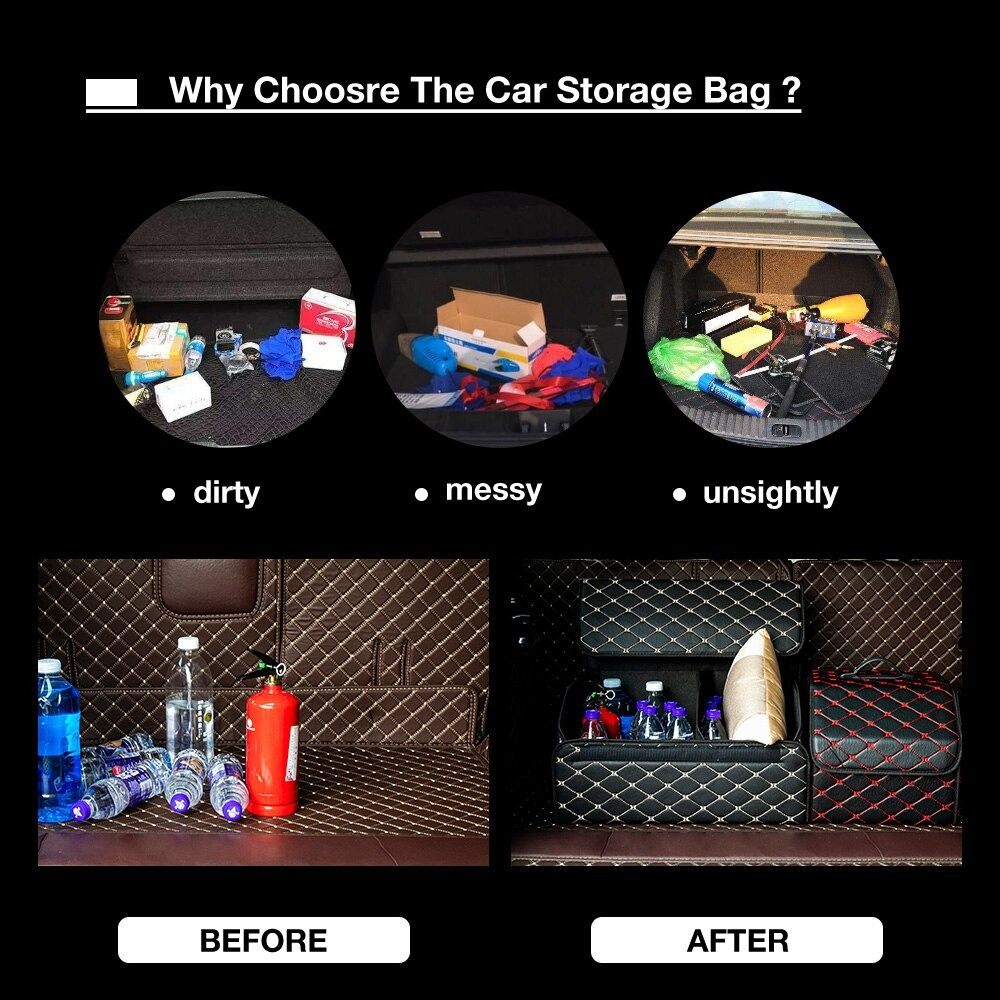 Cipop Tas Organizer Bagasi Mobil Car Storage Collapsible Container Box Size L CP9 HITAM