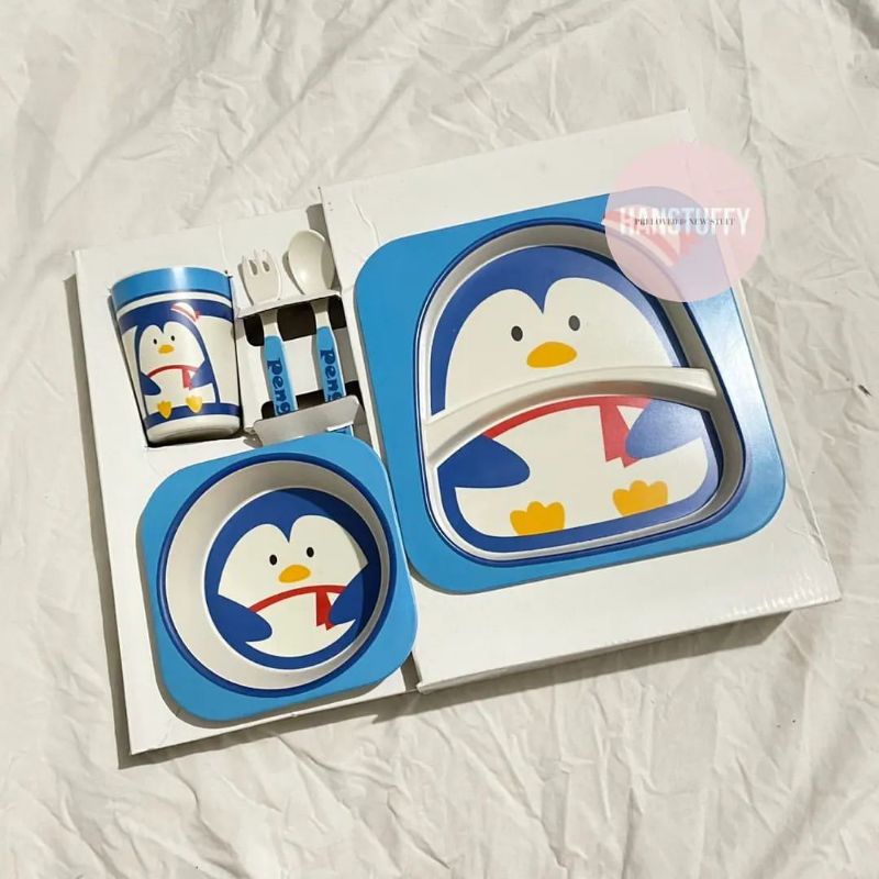 PERALATAN ALAT MAKAN BAYI BABY FEEDING SET PENGUIN TABLEWARE FOR CHILDREN PRELOVED BEKAS PRELOVED TH