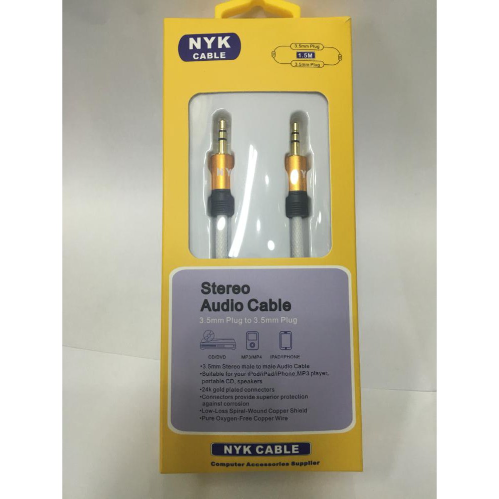 Kabel Aux Audio NYK 3.5mm To 3.5mm Stereo GOLD 1.5M