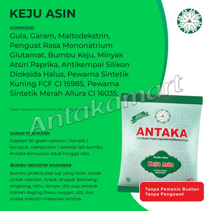 

SAUS-DRESSING- 100G BUMBU ANTAKA : RASA KEJU ASIN -SAUS-DRESSING.