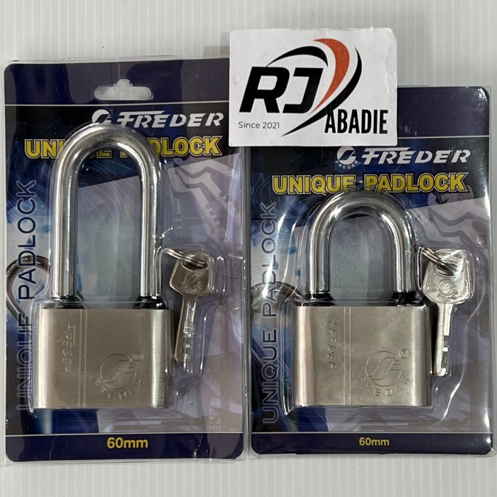 Gembok Besi Unique Padlock Chrome FREDER 60 MM Leher Pendek / Panjang