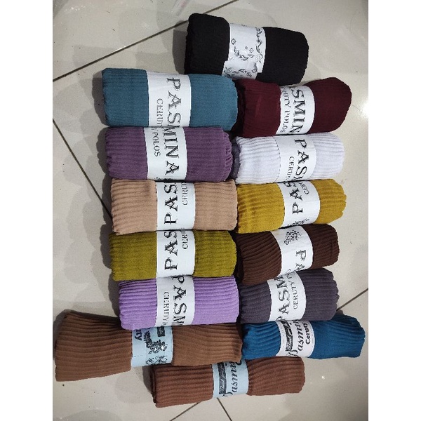 Pashmina full plisket bahan ceruty babydoll premium