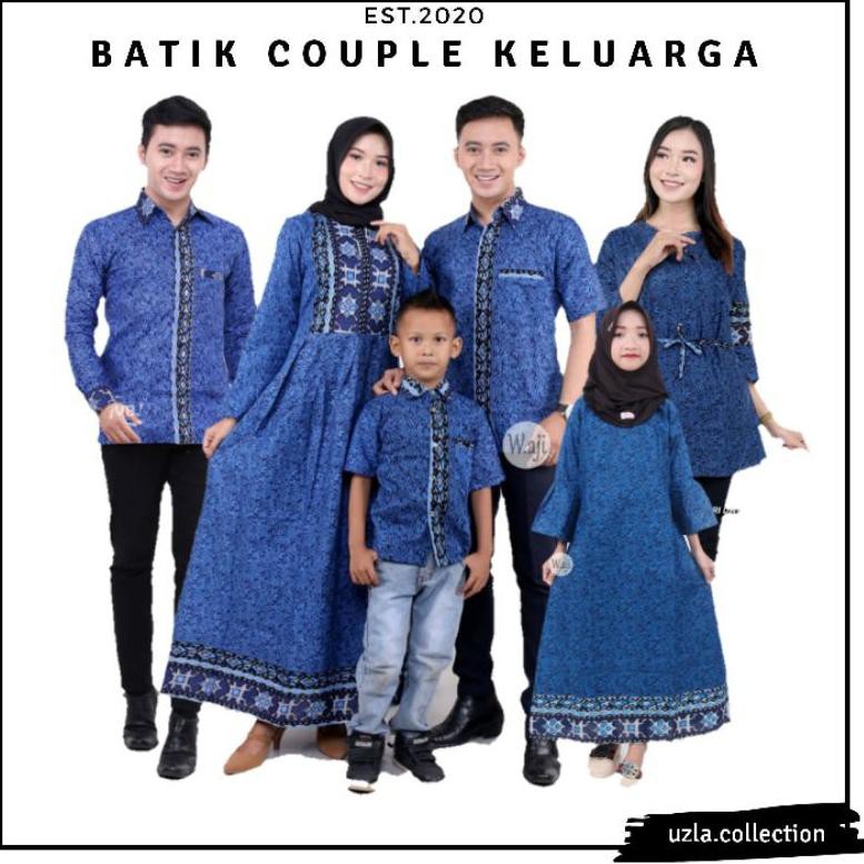 Batik Couple keluarga sania ruffle ori ndoro jowi dnt megamendung biru (KODE Y6076)