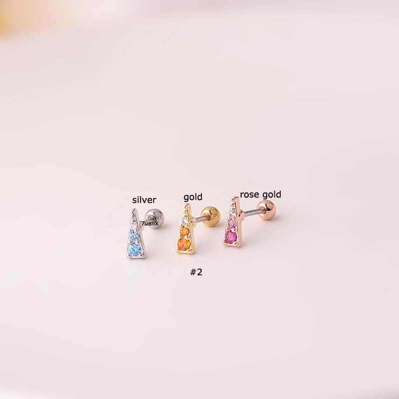 1pc Anting Stud Tindik Tulang Rawan Helix Sekrup Belakang Warna-Warni Bahan Stainless Steel Untuk Wanita