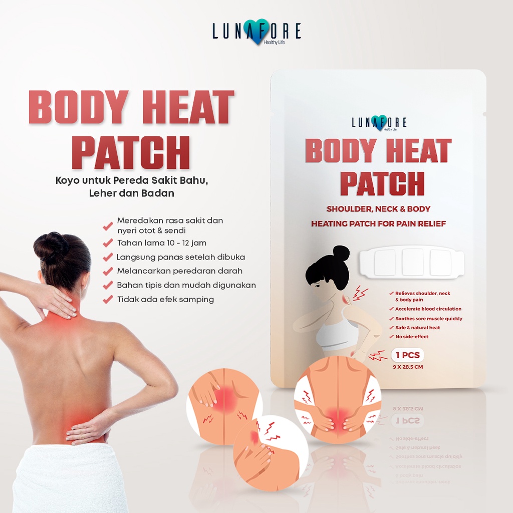 Body Heat Patch - Lunafore - Pereda Nyeri Otot Leher Pundak - 1 pcs - Shoulder Neck Pain Relief - Kompres Panas