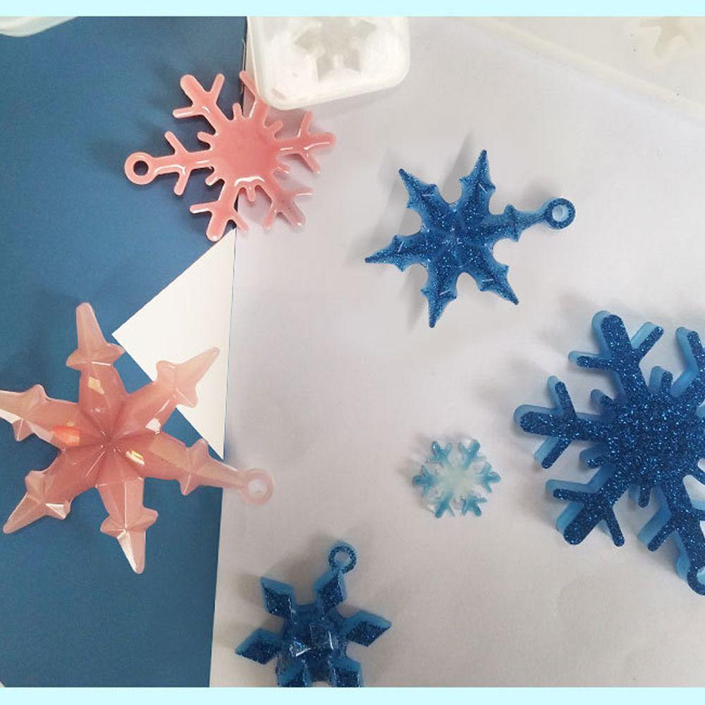 Preva Cetakan Resin Casting Cetakan 3D Transparan Snowflake Keychain Mold