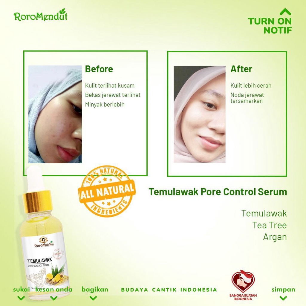 Roro Mendut temulawak pore control serum &amp; Essence Wajah