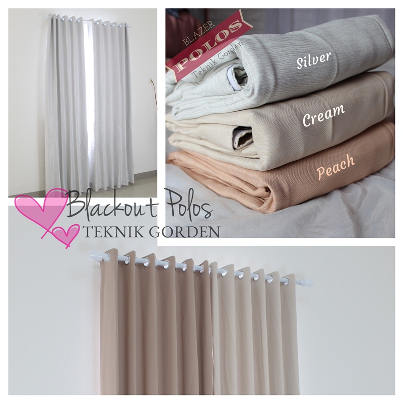 Gorden Blackout Blazer Polos PEACH SILVER CREAM Jendela Pintu Minimalis Tirai