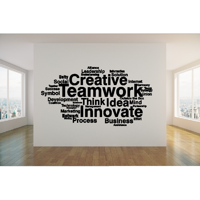 Jual Wall Stiker Creative Teamwork Quotes Hiasan Dinding Kaca Cutting