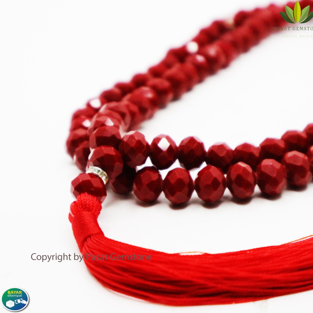 Tasbih Batu Kristal Red Marjan 99 Butir Grade A