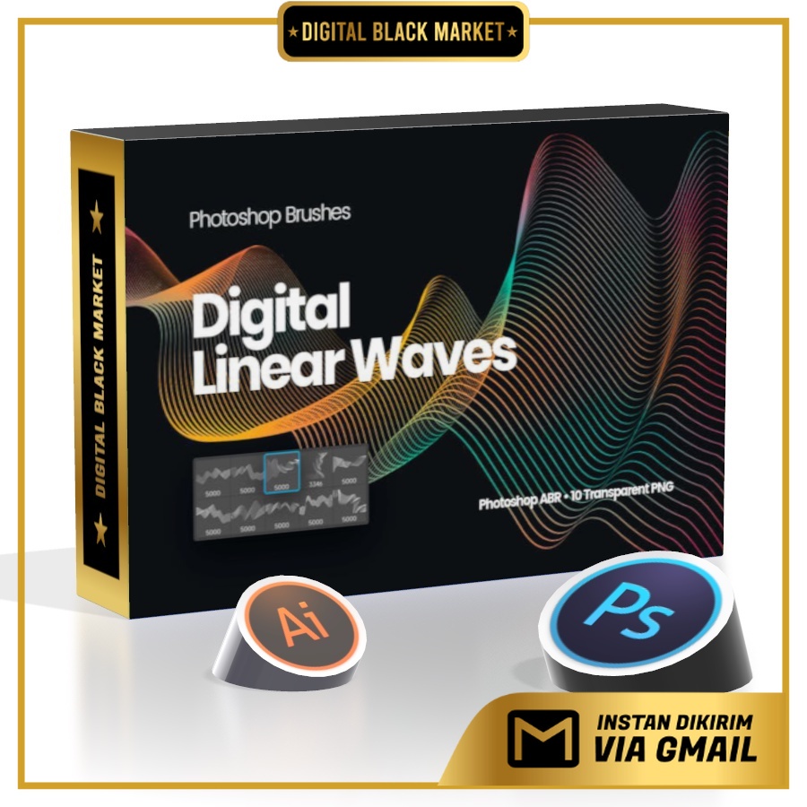 Digital Linear Waves - Photoshop Brushes