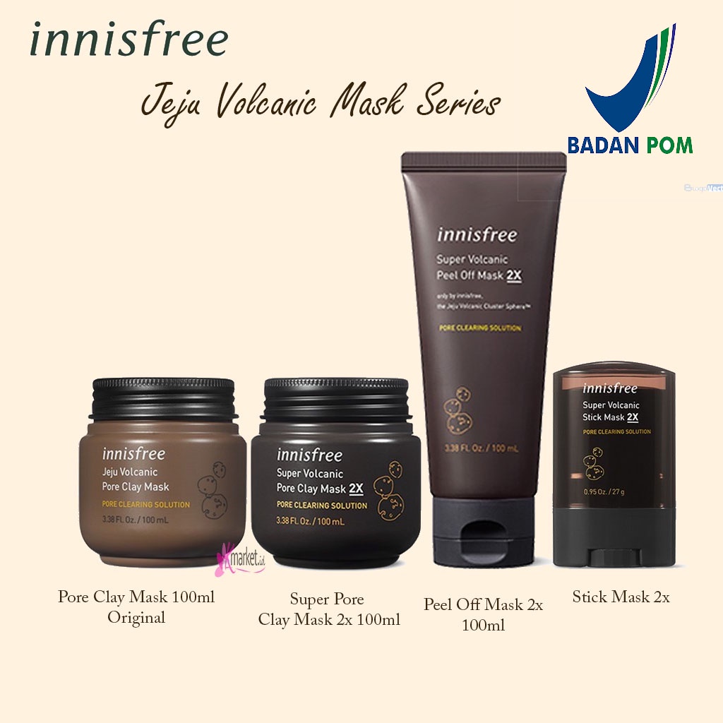 [BPOM] Innisfree Super Volcanic Pore Clay Mask 2x| Stick Mask | Peel Of Mask | Jeju Clay Mask