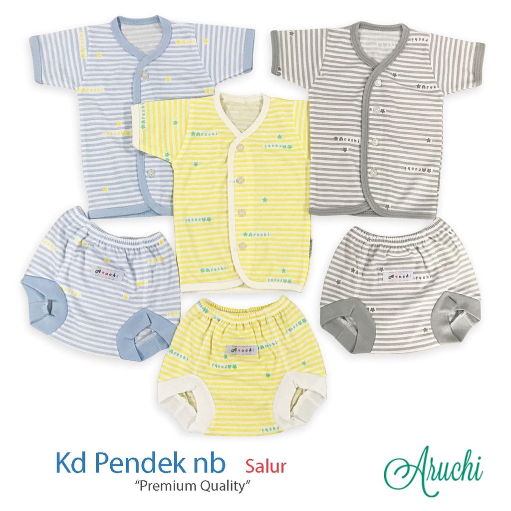 ARUCHI BABY SETELAN PIYAMA PANJANG / PENDEK / KUTUNG MOTIF SALUR Size NB S M L XL XXL isi 1 Stel