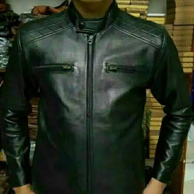 PREMIUM JAKET KULIT Casual Elegant Pria Asli Kulit Domba Kualitas Super SlimFit Hitam Coklat Maroon