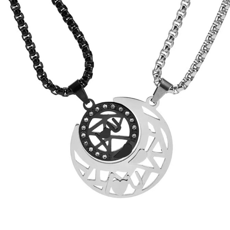 Siy Kalung Rantai Titanium Steel Liontin Hatibulanmatahari 3 Warna Untuk Pasanganpriawanita