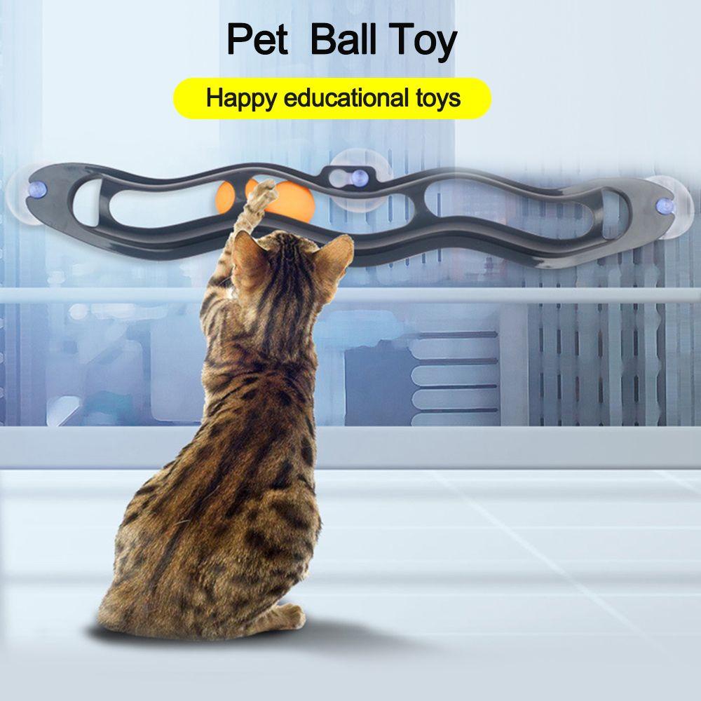 Solighter Tenis Meja Sucker Window Cat Aksesoris Produk Mainan Hewan Peliharaan Dengan Tabung Bola Track Game Pet Ball Toy