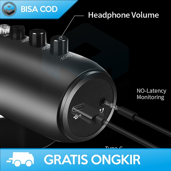 MICROPHONE KONDENSOR STAND MIC REKAMAN ICREATIVE USB TYPE C 3.5MM PLUG