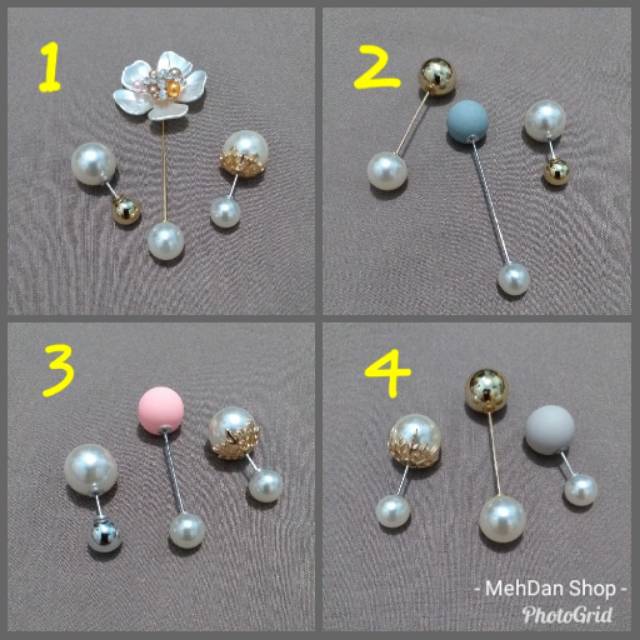 Paketan Premium Korean Pearl Brooch / Tuspin Bros Jilbab Jarum