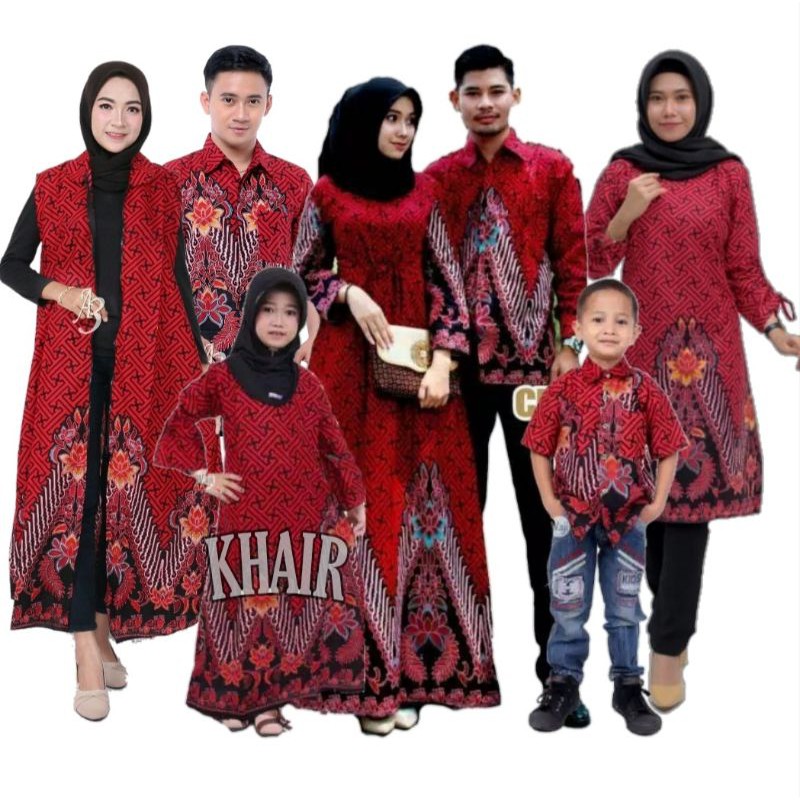 Jual Batik Couple Keluarga Modern Terbaru Set Couple Batik Keluarga Gamis Jumbo Boto Abang 