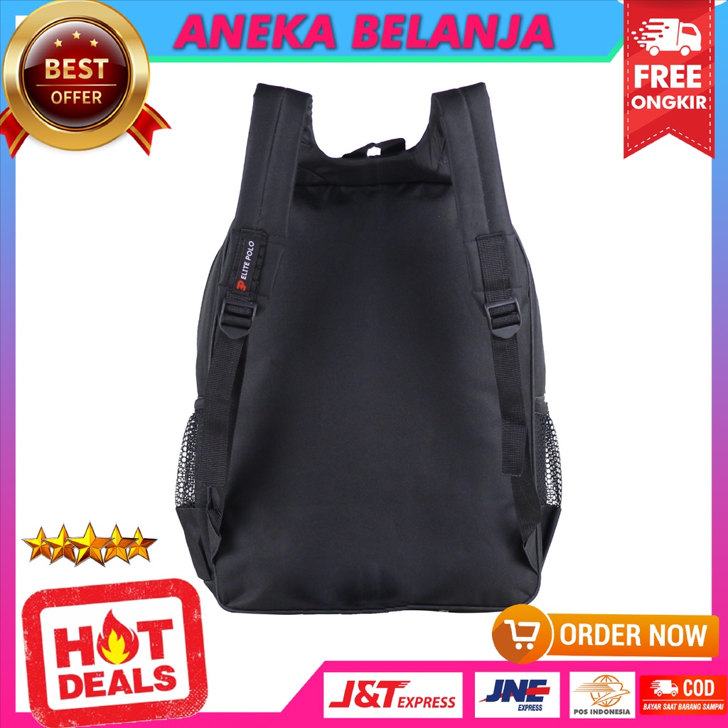 Ready Stock Tas Ransel Pria Casual  Elite Polo D300 Lengkung SMP SMA Backpack Cowok Sekolah Kuliah Kerja Fashionable Keren Bahan Tebal Awet Harga Termurah Terlaris Terjankau Berkualitas