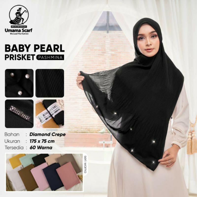 Pashmina Plisket Baby Pearl Prisket Ori Umama Prisket Pleated Shawl