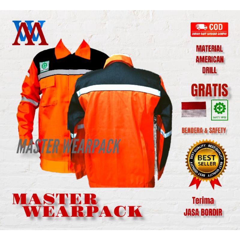 Wearpack atasan/kemeja safety/baju safety warna ORANGE HITAM