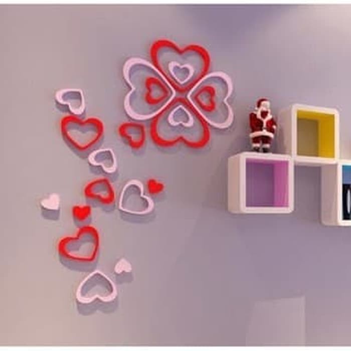 Super Promo 3D Wall Sticker Bentuk Bulat / Wall Sticker 3D LOVE Hati