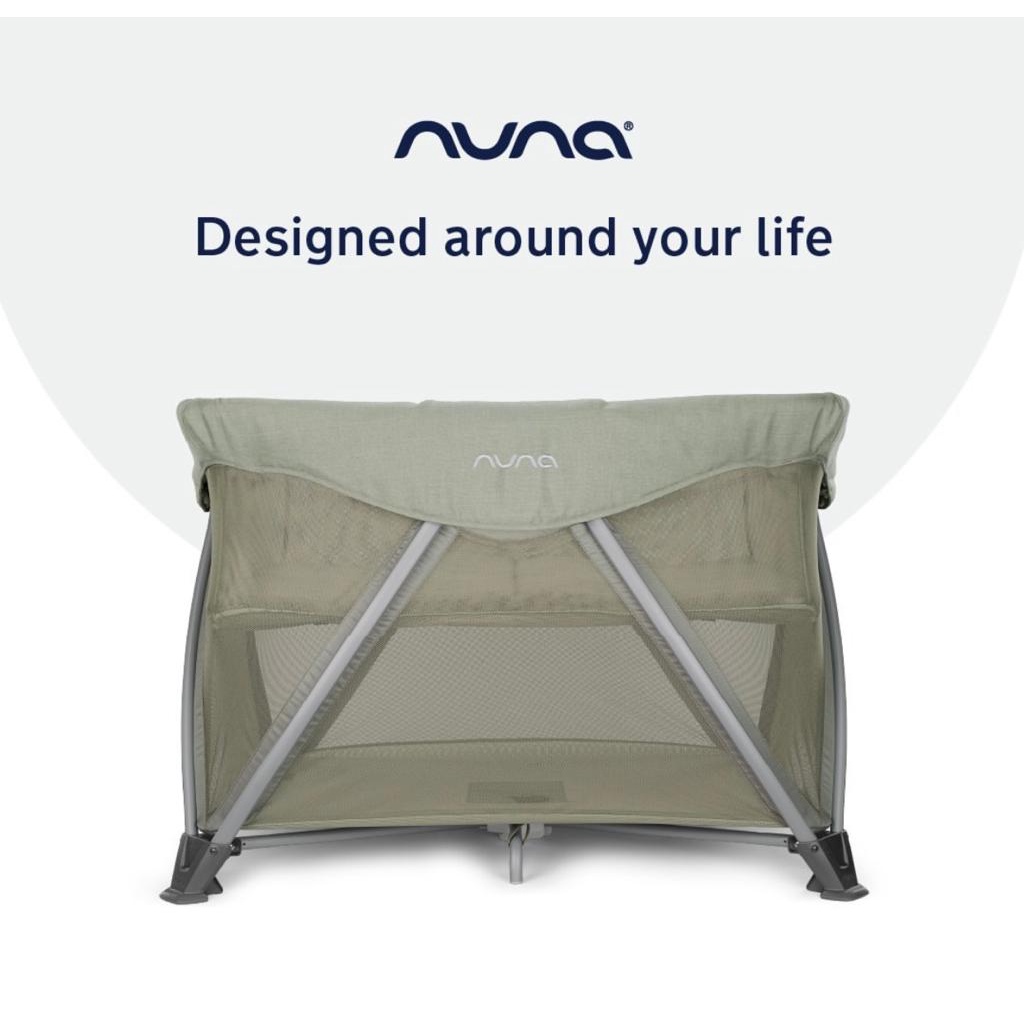 Nuna Sena Aire Champagne Charcoal Frost Thyme Ranjang Tidur Bayi Aluminum Travel Cot Travel Bag Free Box