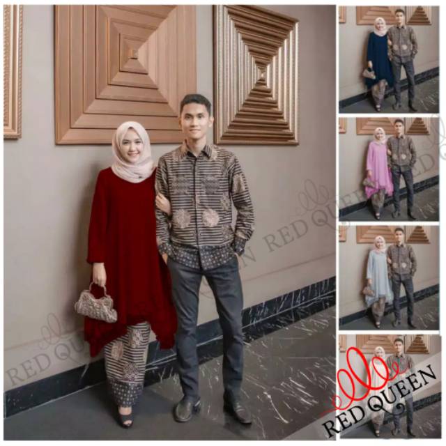 GAMIS BATIK MUSLIMAH SYARi Couple Muslim/ BajuCouple Terbaru/ BATIK COUPLE  | RED QUEEN BUTIK RQ106