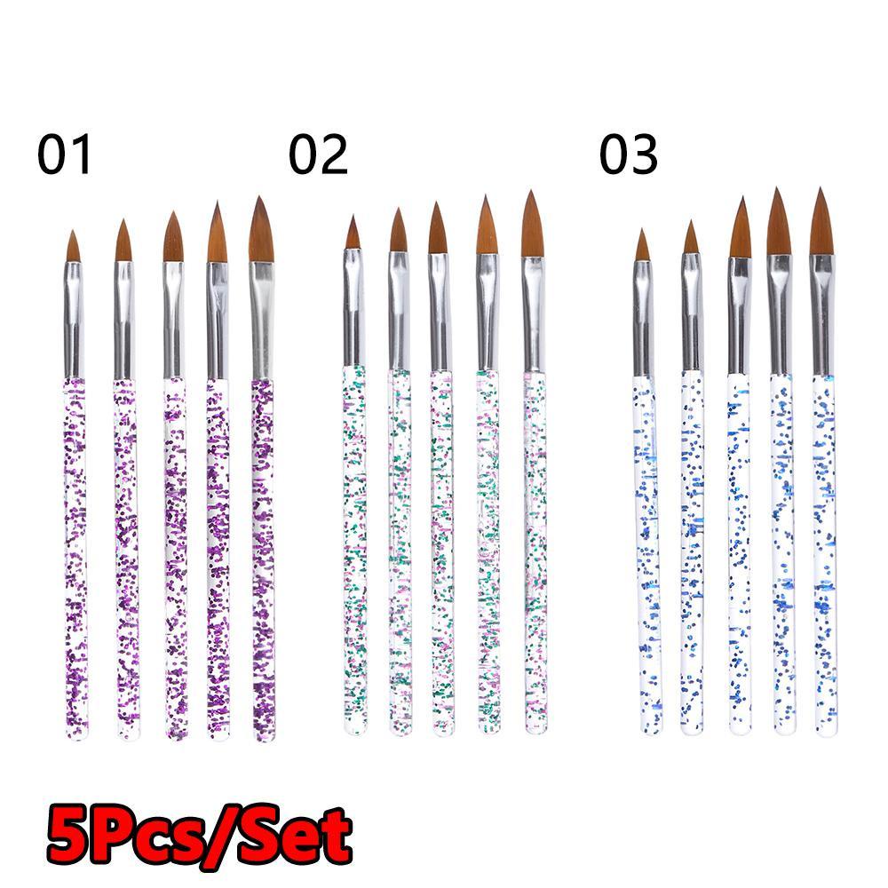 R-flower 5Pcs Nail Art Brush Hot Gradient Manicure Manikur Alat Kuas Ukir Ekstensi Kuku