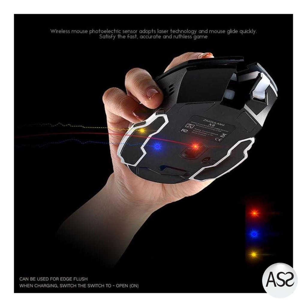 ASS Shop - Free Wolf Wireless Gaming Mouse LED Light 1800 DPI - X8