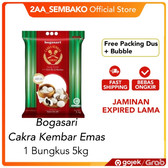 

BISA COD tepung terigu cakra kembar emas PAO 5kg @1pcs - 1bks