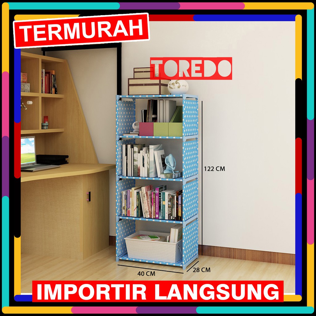 Rak Buku Serbaguna 5 susun tingkat (40x28x122cm) Portable Multifungsi