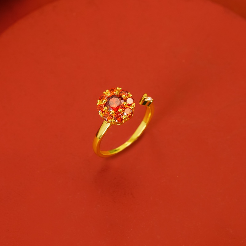 Cincin Model Terbuka Adjustable Lapis Emas Emas Asli Kadar 375 Hias Berlian Untuk Wanita