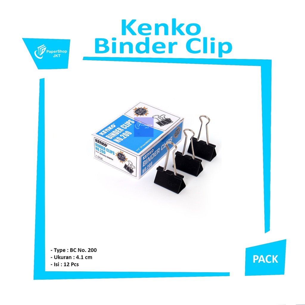 

KENKO - Binder Clip 200 - Penjepit Klip Kertas Dokumen File Besar - Pack