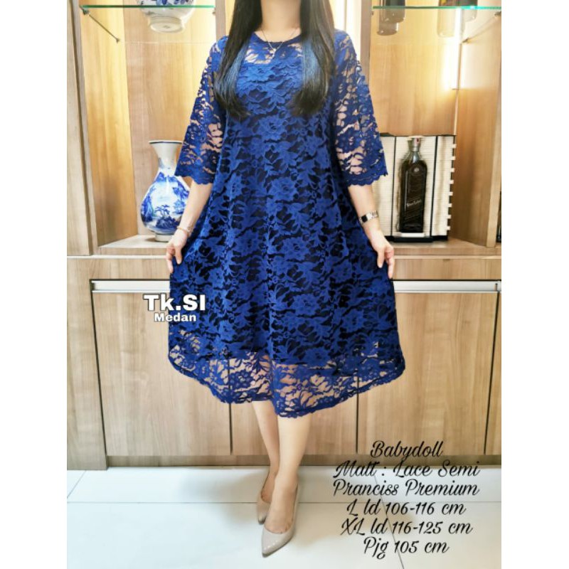 Dress babydoll brokat semi pranciss