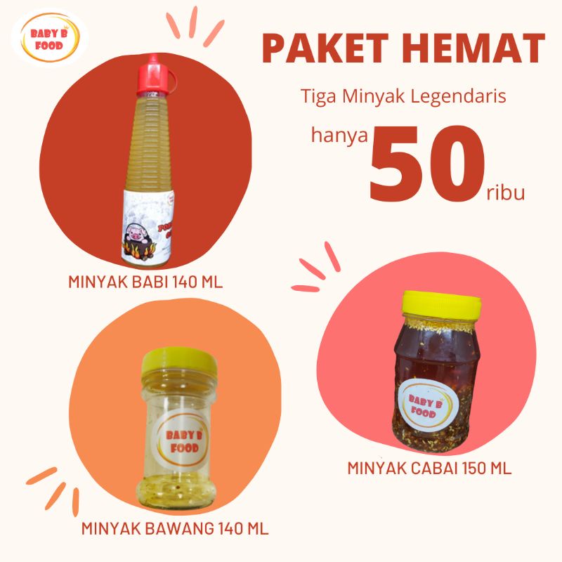

paket hemat/paket diskon/murah/murah lebay/chili oil/minyak babi/minyak bawang/termurah/minyak mie