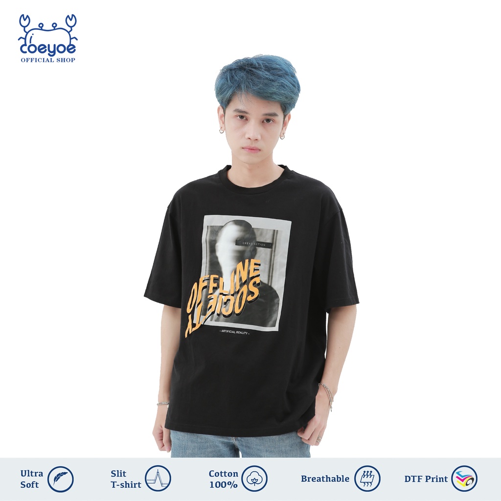 Coeyoe Oversized T-Shirt - Soft Cotton Offline Society Printed Collection