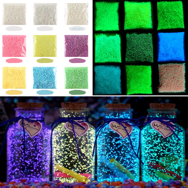 10G Bercahaya Batu Pasir Neon Kerikil Menyala Dalam Gelap Pasir untuk Resin Pesta Akuarium Tangki Ikan Dekorasi DIY Ornamen