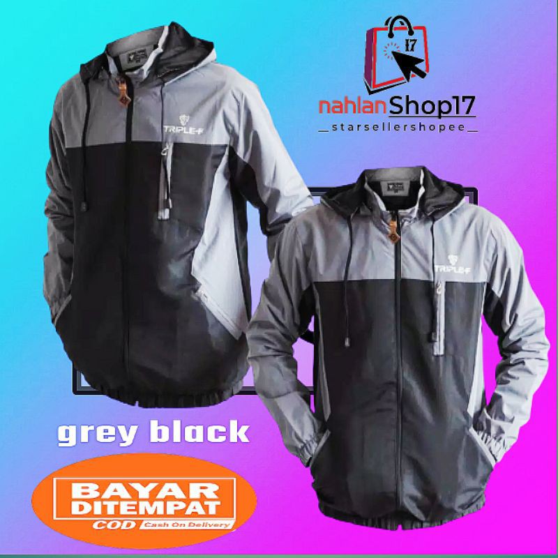 JAKET WATERPROOF JUMBO XXL XL L HOODIE BISA LEPAS / JAKET PRIA ANTI AIR JUMBO