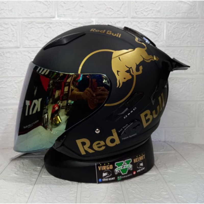 KYT HELM GALAXY FLAT R SOLID BLACK MATT PAKET GANTENG REDBULL SNI DOT (ongkir termurah 2kg)-3