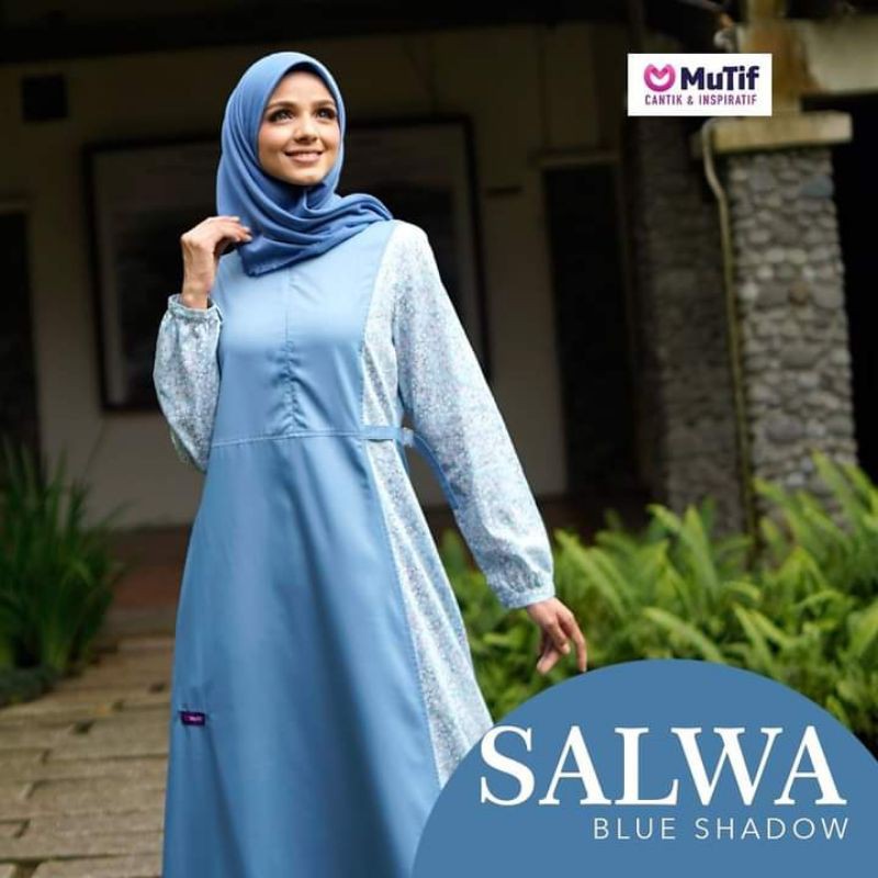 Gamis Dewasa Model Terbaru Salwa Mutif Blue Shadow Best Seller