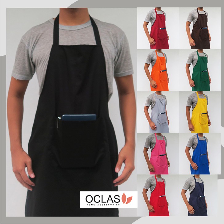 Apron Katun - Celemek Masak Dapur - Apron Cafe - Celemek Polos