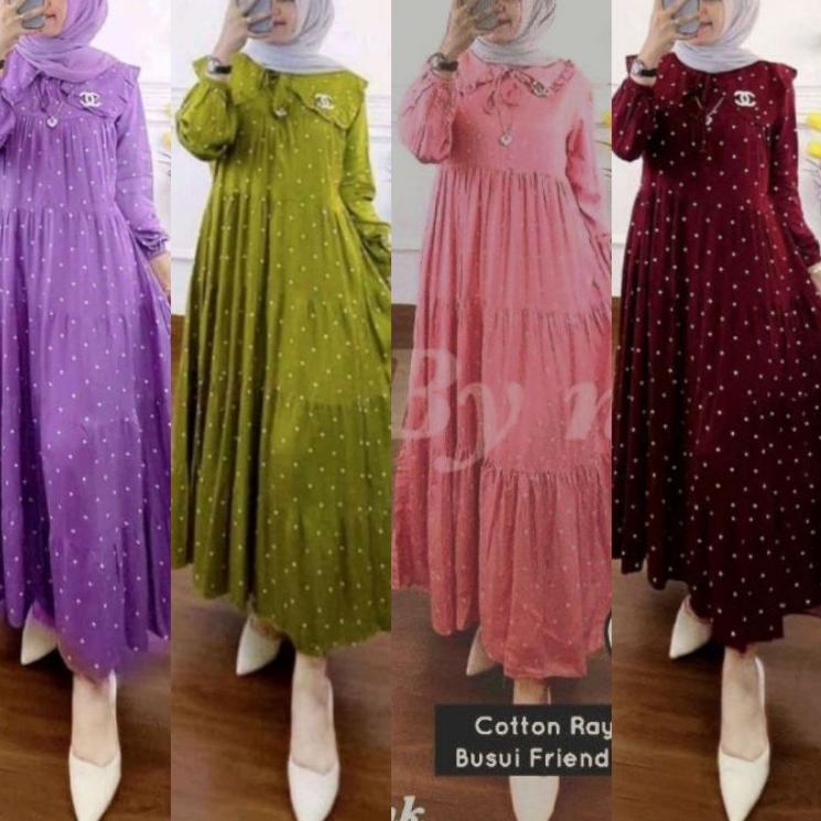 Murah DRESS KANIA// GAMIS RAMPEL POLKADOT/ POLKA KEKINIAN TERBARU 2022// GAMIS LEBARAN// CHIKI MIDI 