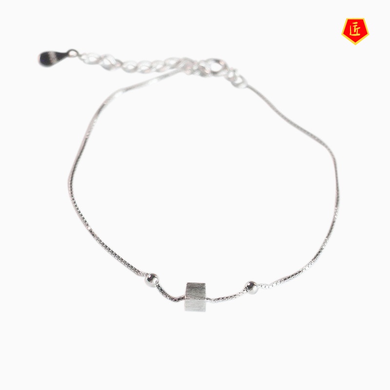 [Ready Stock]Simple Cute Small Square S925 Sliver Beads Bracelet