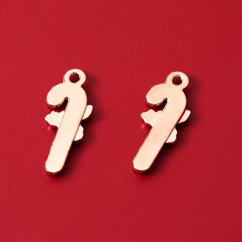 10pcs / Set Liontin Kalung / Gelang / Anting Bentuk Permen Tongkat Natal Bahan Alloy